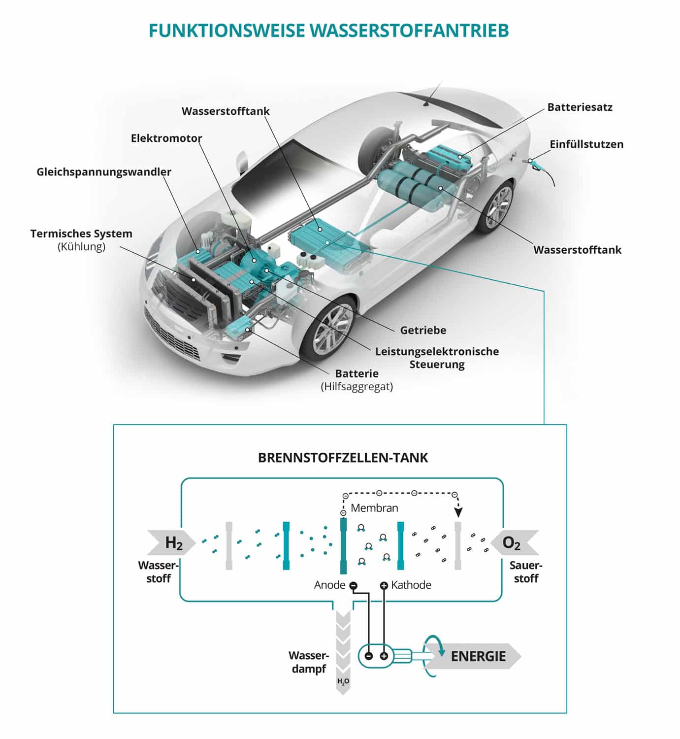 Wasserstoffautos Vor- und Nachteile Grafik